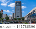 The station square at the west exit of Koriyama Station and the skyscraper "Big Eye" [Koriyama Station area, Fukushima Prefecture] 141786390