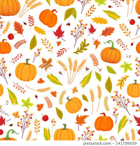 Autumn Harvest Seamless Background Vector Design Autumn Harvest Seamless Background Vector Design 141786659