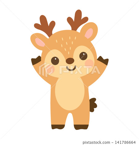 Friendly Reindeer Standing with Smile Friendly Reindeer Standing with Smile 141786664