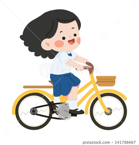 Student riding a bicycle to school Student riding a bicycle to school 141786667