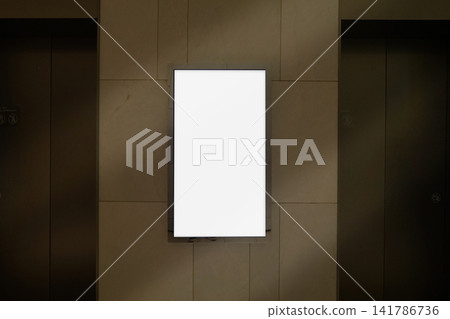 Advertising poster board inside department store 141786736