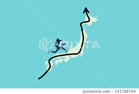 Illustration of crossing Japan Illustration of crossing Japan 141786784