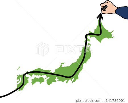 Illustration of crossing Japan Illustration of crossing Japan 141786901