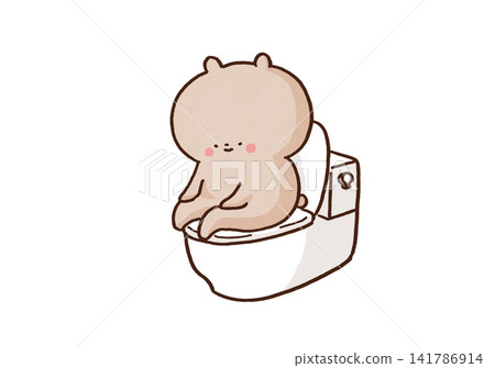 A bear sitting on a toilet seat and defecating (excreting/bowel movement) A bear sitting on a toilet seat and defecating (excreting/bowel movement) 141786914