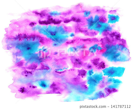 Abstract blurry watercolor background in violet turquoise tones. Hand drawn bright, colorful spotted illustration. Abstract blurry watercolor background in violet turquoise tones. Hand drawn bright, colorful spotted illustration. 141787112