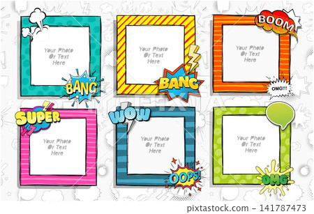 Cartoon kid art styles vector photo frame for collage. Cartoon kid art styles vector photo frame for collage. 141787473