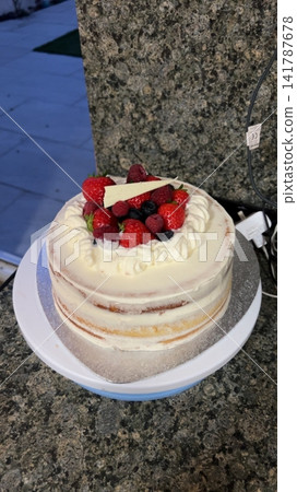 A delicious, soft cake, perfect for any occasion. Whether layered or single, it's topped with frosting, fruits, or decorations, bringing sweetness and joy with every bite. 141787678