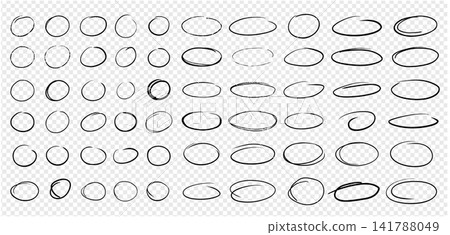 Simple vector handwriting doodle circle and round black frame.  141788049
