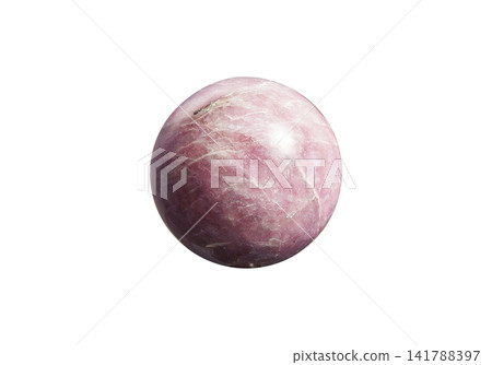 Polished Lilac Lepidolite Sphere on White Background Polished Lilac Lepidolite Sphere on White Background 141788397