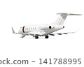 Luxury executive airplane with an opened gangway door isolated on white background 141788995