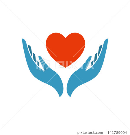 Heart in hand symbol. Logo template for charity, health. Vector illustration Heart in hand symbol. Logo template for charity, health. Vector illustration 141789004