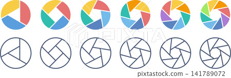 A set of infographic assets featuring a circular shape with a hollow center, divided by the sides of various polygons. A set of infographic assets featuring a circular shape with a hollow center, divided by the sides of various polygons. 141789072