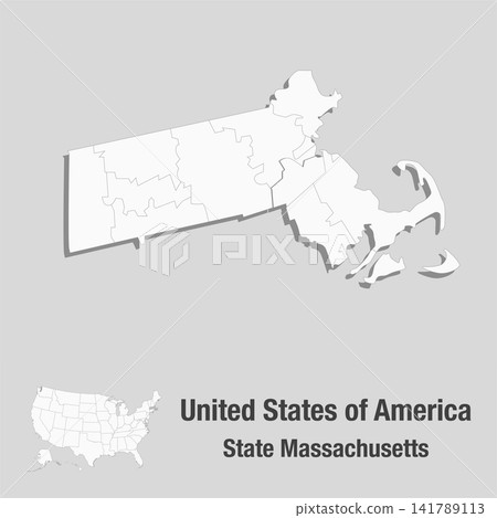 Detailed vector map the USA - State Massachusetts Detailed vector map the USA - State Massachusetts 141789113