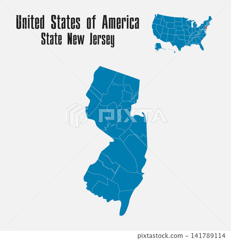 Vector map of the USA - State New Jersey Vector map of the USA - State New Jersey 141789114