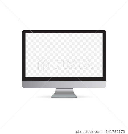 Computer Desktop Mockup. PC realistic vector illustration with blank lcd 141789173