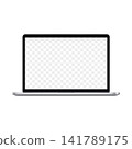 Laptop Computer Mockup. Notebook PC realistic vector illustration with transparent lcd 141789175
