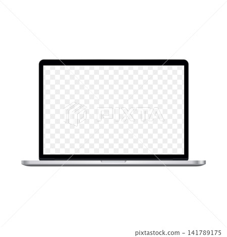 Laptop Computer Mockup. Notebook PC realistic vector illustration with transparent lcd Laptop Computer Mockup. Notebook PC realistic vector illustration with transparent lcd 141789175