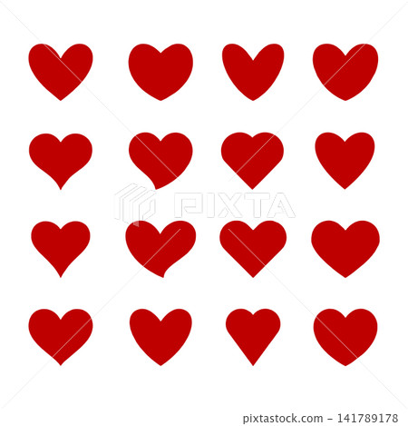 Set of hearts in red color, Red heart set vector Set of hearts in red color, Red heart set vector 141789178