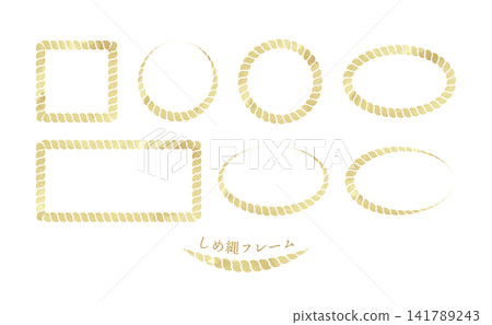 Watercolor-style Shimenawa frame set Watercolor-style Shimenawa frame set 141789243