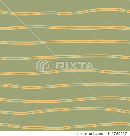 Seamless horizontal stripe pattern with olive green background and pale yellow lines illustration. Seamless horizontal stripe pattern with olive green background and pale yellow lines illustration. 141789327