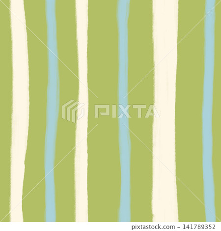 Seamless vertical stripe pattern with cream white and light blue hand drawn lines on lime green background illustration. Seamless vertical stripe pattern with cream white and light blue hand drawn lines on lime green background illustration. 141789352
