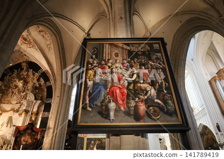 The Wedding at Cana, an altarpiece in Notre Dame Cathedral [Antwerp, Belgium] 141789419