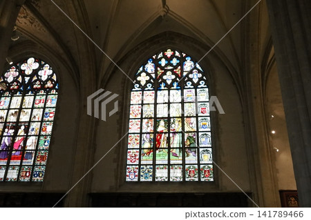 Stained glass windows of Notre Dame Cathedral [Antwerp, Belgium] 141789466
