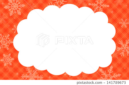 Warm frame with snowflakes dancing on a red checkered background 2_horizontal Warm frame with snowflakes dancing on a red checkered background 2_horizontal 141789673