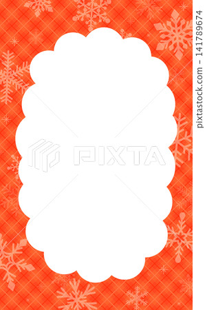 Warm red checkered frame with falling snowflakes 2_vertical Warm red checkered frame with falling snowflakes 2_vertical 141789674