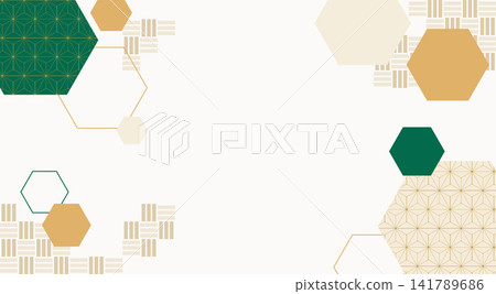 A Japanese modern background material featuring hexagons and traditional Japanese patterns. A Japanese modern background material featuring hexagons and traditional Japanese patterns. 141789686