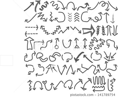 73 types of hand-drawn style arrows - simple monochrome vector graphics 73 types of hand-drawn style arrows - simple monochrome vector graphics 141789754