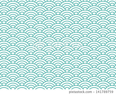 Seigaiha (wave pattern) illustration, green version Seigaiha (wave pattern) illustration, green version 141789759