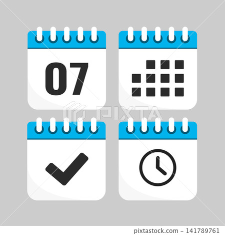 Icon page calendar - day 7, agenda, check, timer Icon page calendar - day 7, agenda, check, timer 141789761