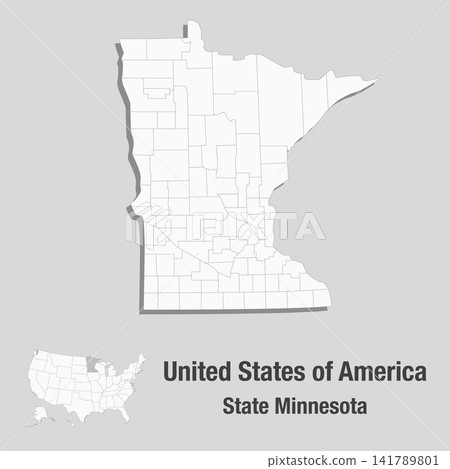 Detailed vector map of the USA - State Minnesota 141789801