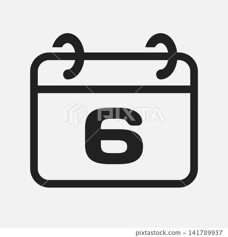 Vector minimal icon page calendar - number 6 141789937