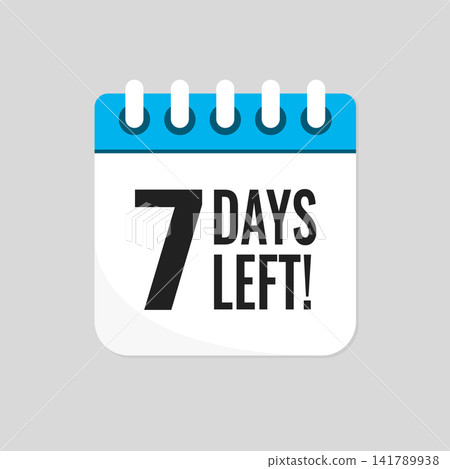 Countdown daily page calendar icon - 7 days left Countdown daily page calendar icon - 7 days left 141789938