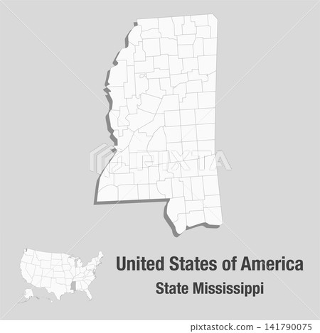 Detailed vector map of the USA - State Mississippi Detailed vector map of the USA - State Mississippi 141790075