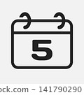 Vector minimal icon page calendar - number 5 141790290