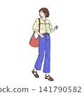 一位身著休閒夏裝的時尚女士 141790582