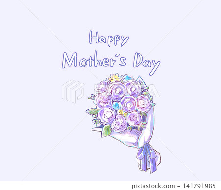 Mother's Day bouquet of roses and carnations, purple. Mother's Day bouquet of roses and carnations, purple. 141791985