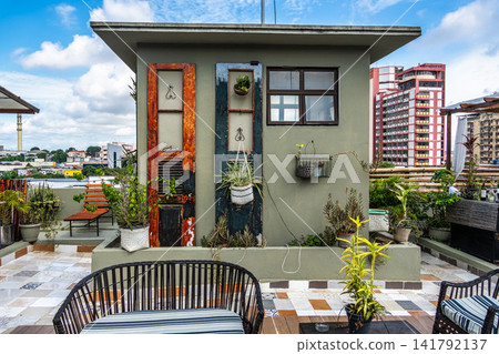 Roof terrace of high-rise residential building in Manaus, Amazon Roof terrace of high-rise residential building in Manaus, Amazon 141792137