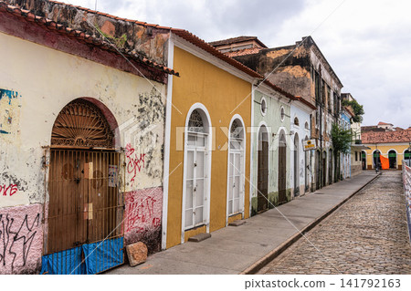Sao Luis, Brazil - Jan 13, 2026: Traditional Portuguese colonial architecture on Rua Portugal street in Sao Luis, Brazil 141792163