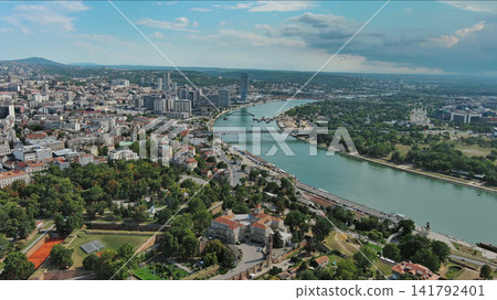 Belgrade city and bridges over Sava river Belgrade city and bridges over Sava river 141792401