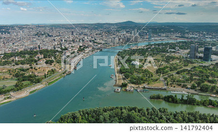 Kalemegdan fort in Belgrade Serbia and Save river Kalemegdan fort in Belgrade Serbia and Save river 141792404