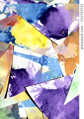 Triangle cut paper with paint splatters abstract rainbow background paint creative shapes Triangle cut paper with paint splatters abstract rainbow background paint creative shapes 141793532