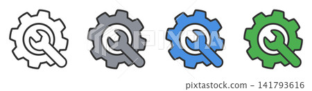 Gear and wrench setting/maintenance icon vector material Gear and wrench setting/maintenance icon vector material 141793616