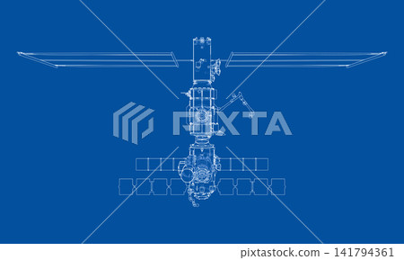 blueprint of a spacecraft design. Vector blueprint of a spacecraft design. Vector 141794361