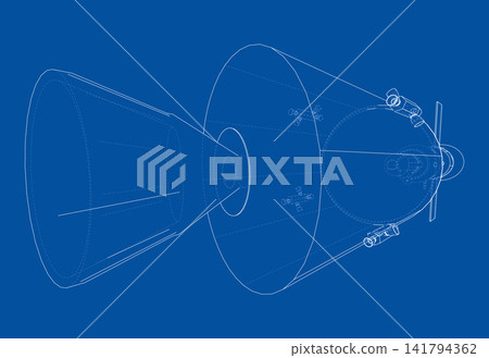blueprint of a spacecraft design. Vector blueprint of a spacecraft design. Vector 141794362
