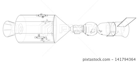 spacecraft design blueprint illustration. Vector spacecraft design blueprint illustration. Vector 141794364
