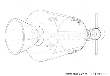 rocket engine design blueprint. Vector rocket engine design blueprint. Vector 141794366